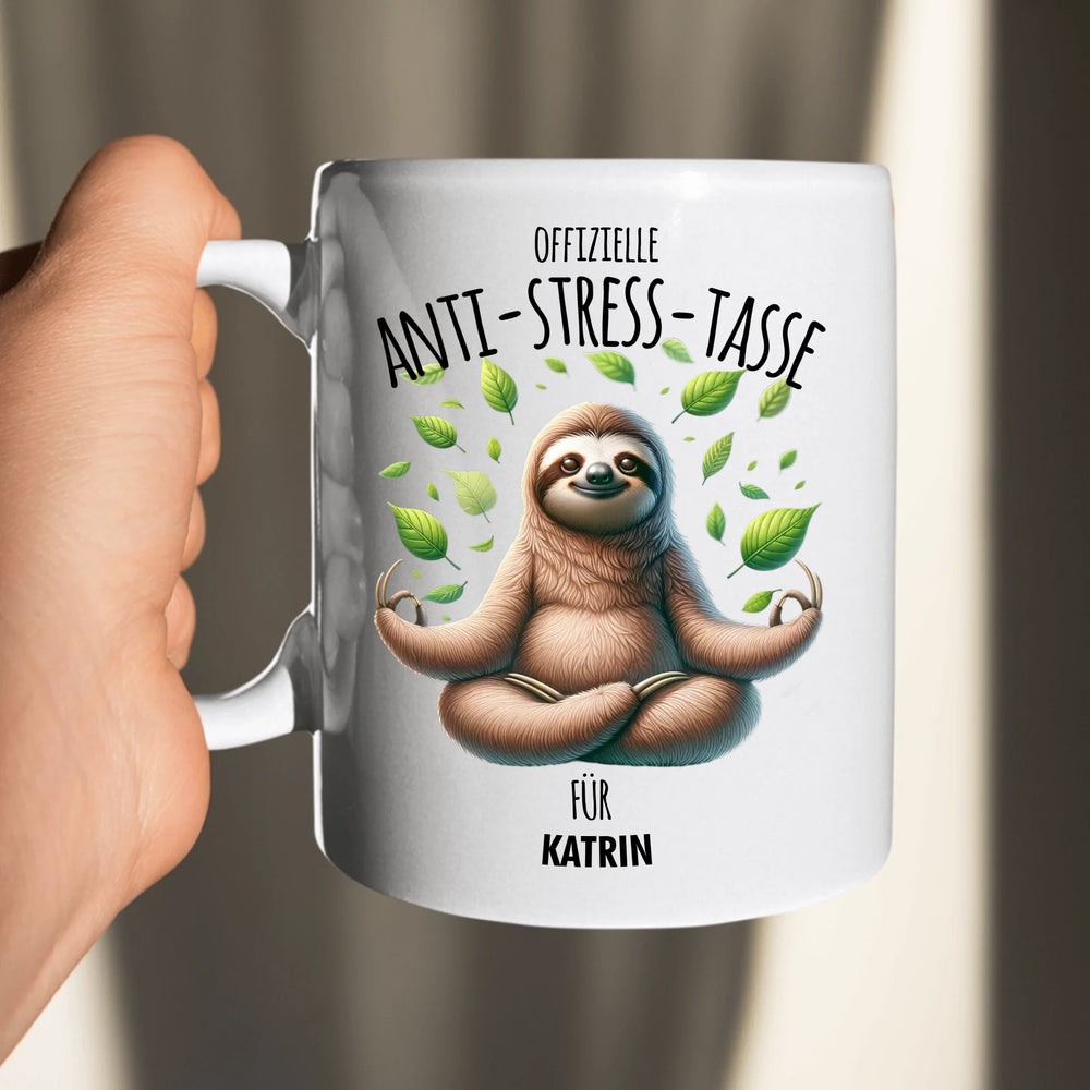Offizielle Anti-Stress-Tasse - personalisierbar mit Name und chilligen Tieren - Geschenk Edition - Words on Shirts