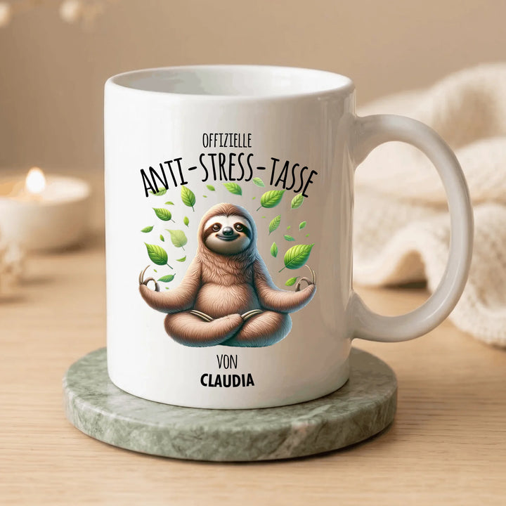 Offizielle Anti-Stress-Tasse - personalisierbar mit Name und chilligen Tieren - tolles individuelles Geschenk