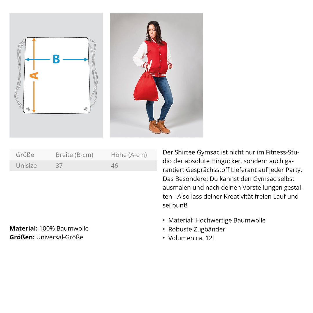 ich will nicht nett sein  - Baumwoll Gymsac - Words on Shirts