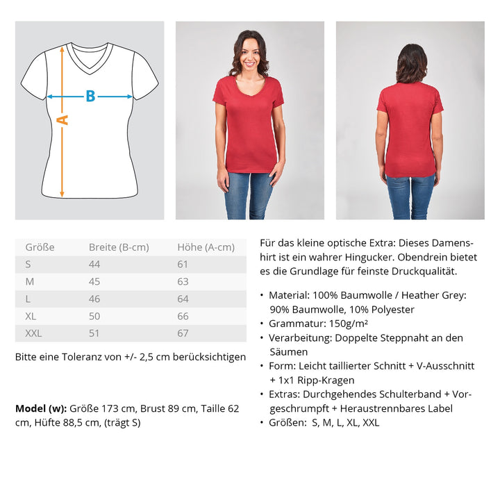 Ich hasse Menschen! Auch dich!  - V-Neck Damenshirt - Words on Shirts