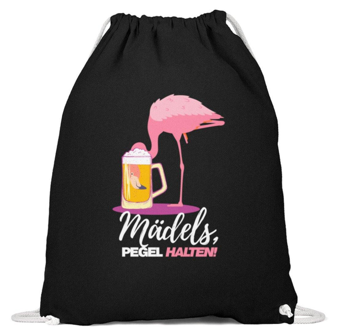 Mädels, Pegel halten  - Flamingo  - Baumwoll Gymsac - Words on Shirts Sag es mit dem Mittelfinger Shirts Hoodies Sweatshirt Taschen Gymsack Spruch Sprüche Statement