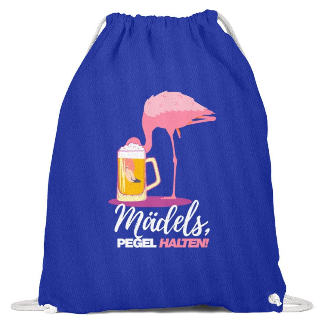 Mädels, Pegel halten  - Flamingo  - Baumwoll Gymsac - Words on Shirts Sag es mit dem Mittelfinger Shirts Hoodies Sweatshirt Taschen Gymsack Spruch Sprüche Statement