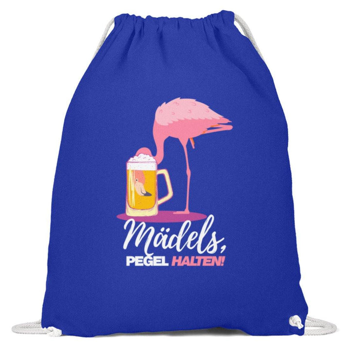 Mädels, Pegel halten  - Flamingo  - Baumwoll Gymsac - Words on Shirts Sag es mit dem Mittelfinger Shirts Hoodies Sweatshirt Taschen Gymsack Spruch Sprüche Statement