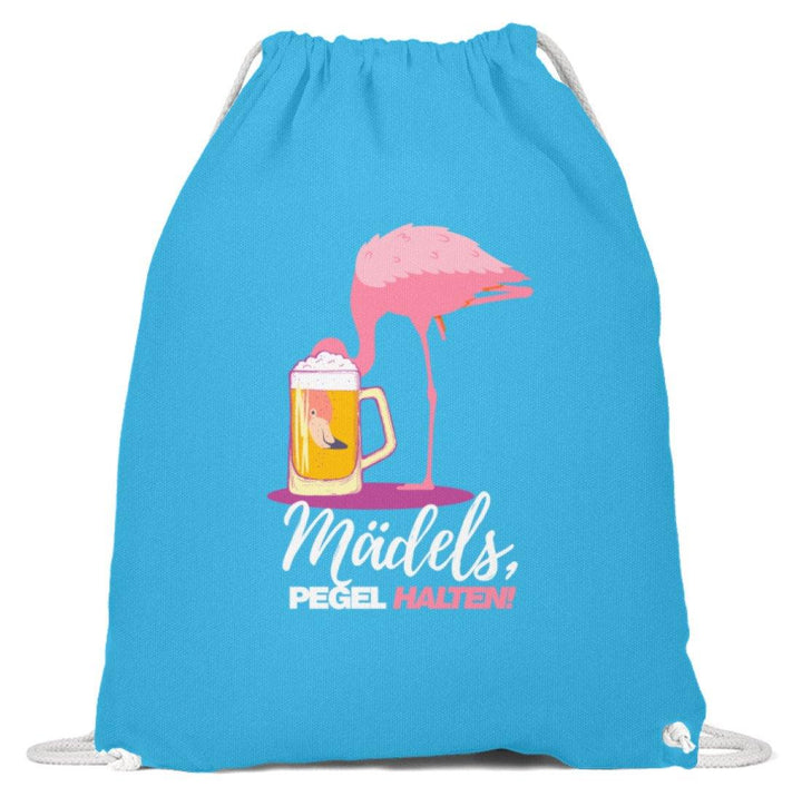 Mädels, Pegel halten  - Flamingo  - Baumwoll Gymsac - Words on Shirts Sag es mit dem Mittelfinger Shirts Hoodies Sweatshirt Taschen Gymsack Spruch Sprüche Statement