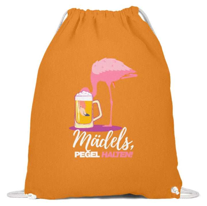 Mädels, Pegel halten  - Flamingo  - Baumwoll Gymsac - Words on Shirts Sag es mit dem Mittelfinger Shirts Hoodies Sweatshirt Taschen Gymsack Spruch Sprüche Statement