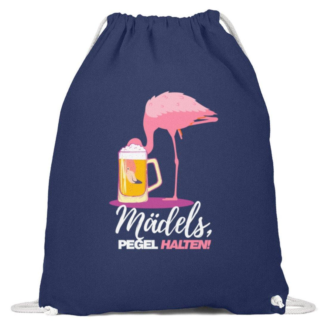 Mädels, Pegel halten  - Flamingo  - Baumwoll Gymsac - Words on Shirts Sag es mit dem Mittelfinger Shirts Hoodies Sweatshirt Taschen Gymsack Spruch Sprüche Statement