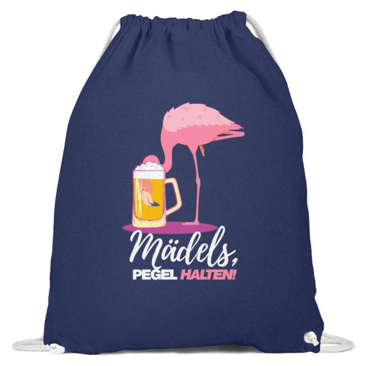Mädels, Pegel halten  - Flamingo  - Baumwoll Gymsac - Words on Shirts Sag es mit dem Mittelfinger Shirts Hoodies Sweatshirt Taschen Gymsack Spruch Sprüche Statement