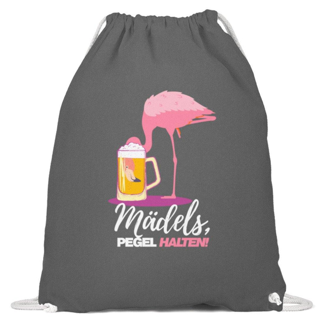 Mädels, Pegel halten  - Flamingo  - Baumwoll Gymsac - Words on Shirts Sag es mit dem Mittelfinger Shirts Hoodies Sweatshirt Taschen Gymsack Spruch Sprüche Statement