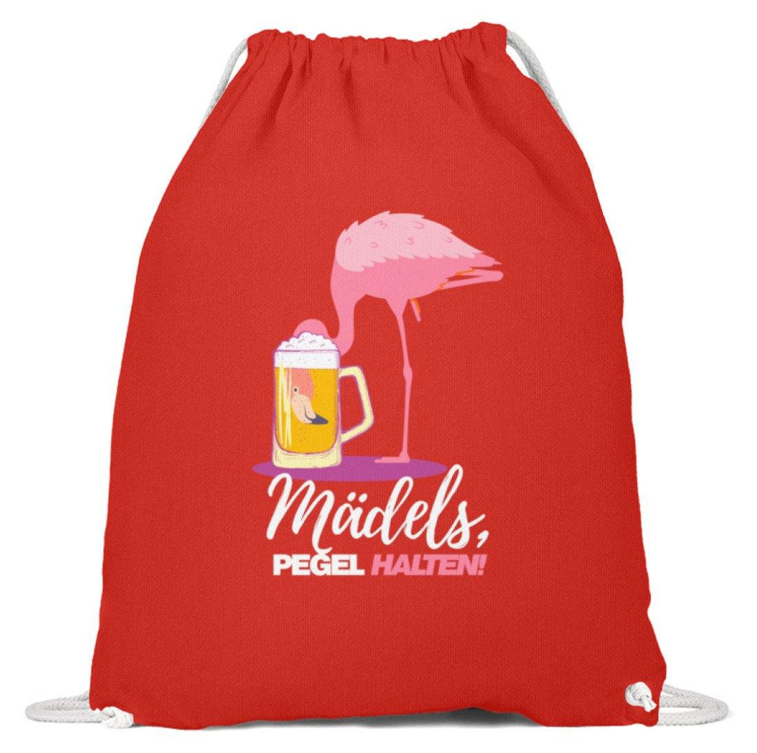 Mädels, Pegel halten  - Flamingo  - Baumwoll Gymsac - Words on Shirts Sag es mit dem Mittelfinger Shirts Hoodies Sweatshirt Taschen Gymsack Spruch Sprüche Statement