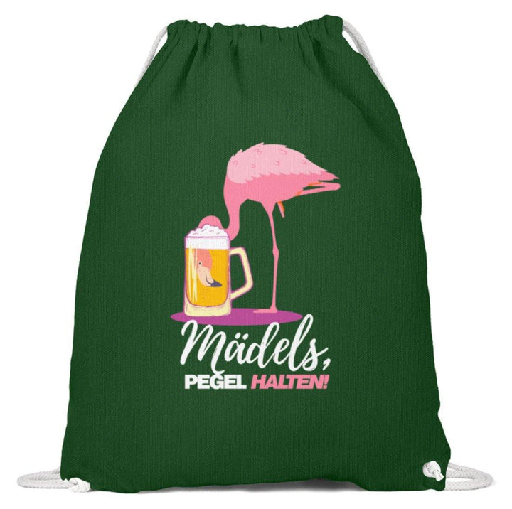 Mädels, Pegel halten  - Flamingo  - Baumwoll Gymsac - Words on Shirts Sag es mit dem Mittelfinger Shirts Hoodies Sweatshirt Taschen Gymsack Spruch Sprüche Statement