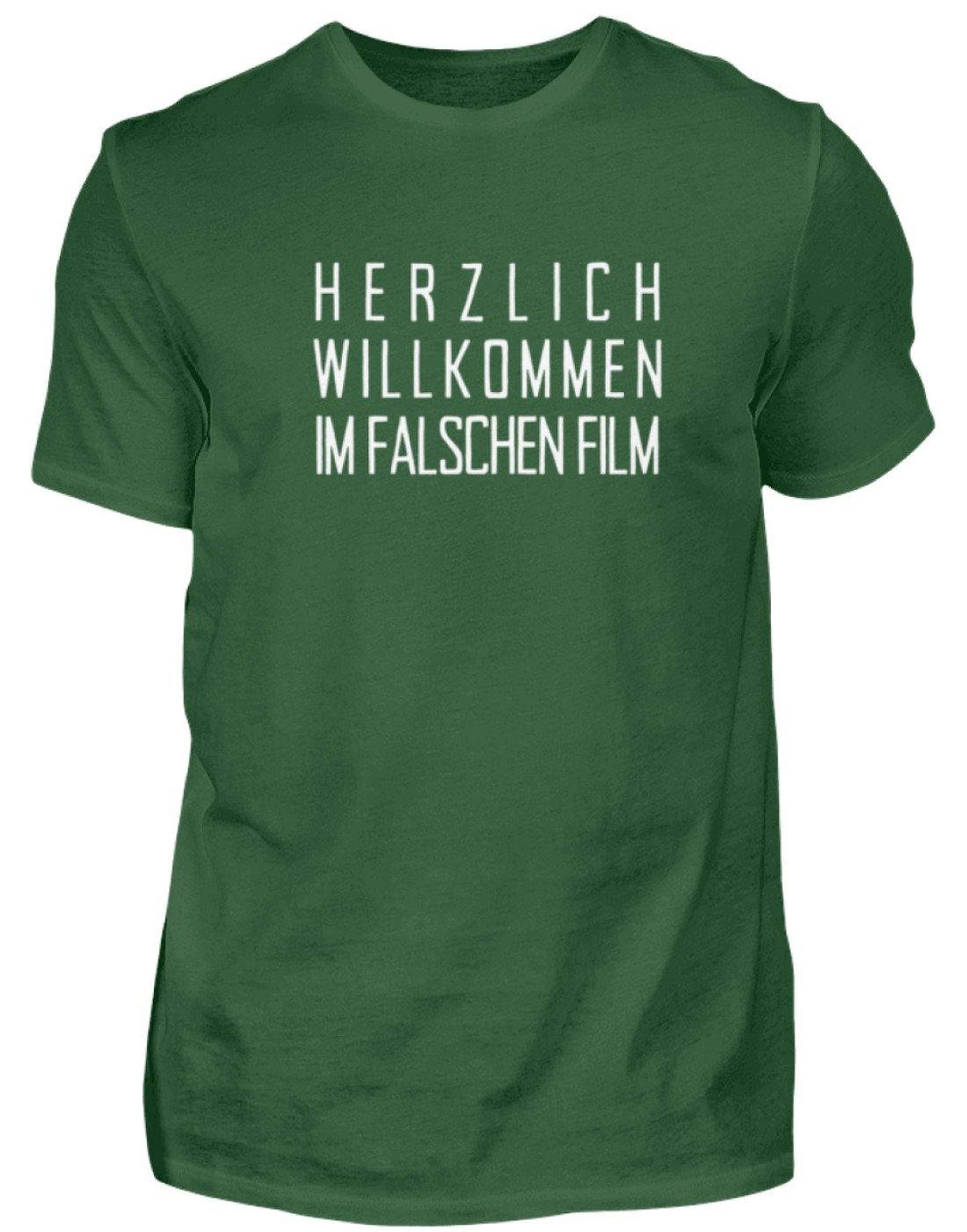 Herzlich willkommen im falschen Film  - Standard Shirt Damen/Herren - Words on Shirts Sag es mit dem Mittelfinger Shirts Hoodies Sweatshirt Taschen Gymsack Spruch Sprüche Statement