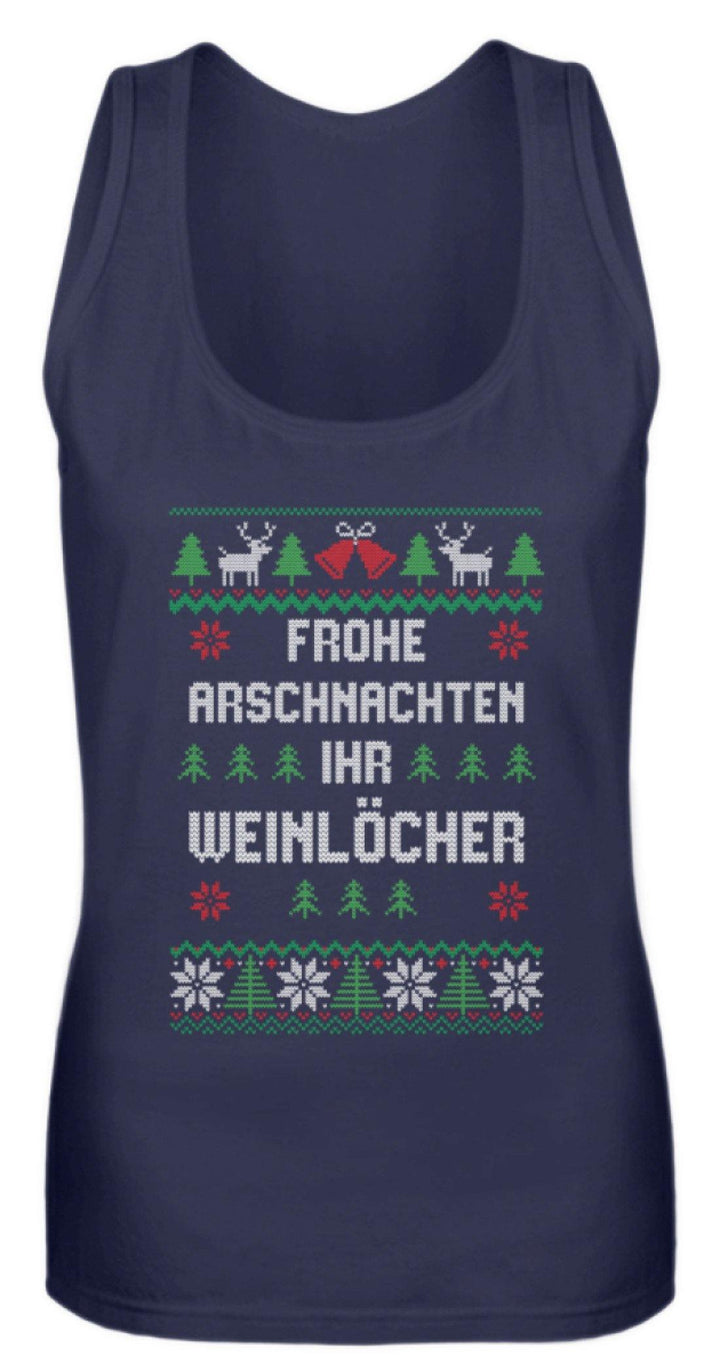 Frohe Arschnachten - Words on Shirts  - Frauen Tanktop - Words on Shirts Sag es mit dem Mittelfinger Shirts Hoodies Sweatshirt Taschen Gymsack Spruch Sprüche Statement