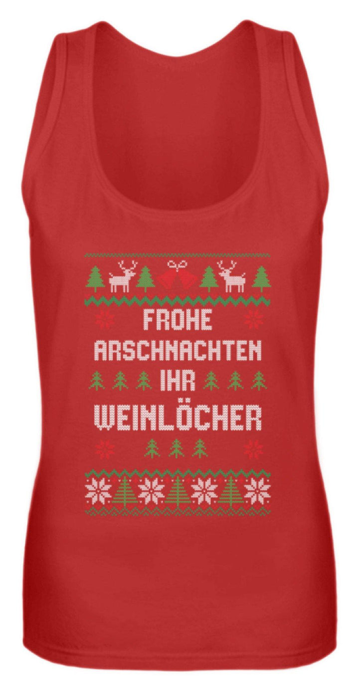 Frohe Arschnachten - Words on Shirts  - Frauen Tanktop - Words on Shirts Sag es mit dem Mittelfinger Shirts Hoodies Sweatshirt Taschen Gymsack Spruch Sprüche Statement