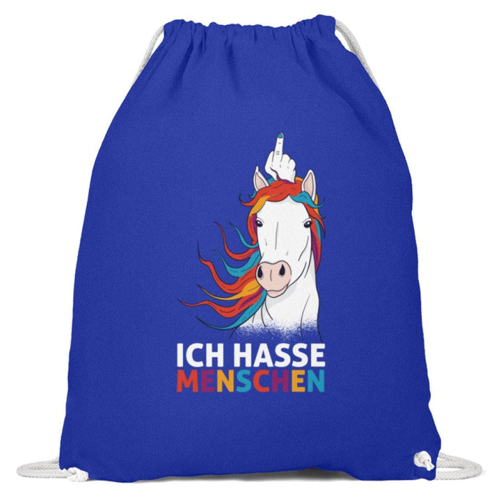 Ich hasse Menschen - Words on Shirts  - Baumwoll Gymsac - Words on Shirts Sag es mit dem Mittelfinger Shirts Hoodies Sweatshirt Taschen Gymsack Spruch Sprüche Statement