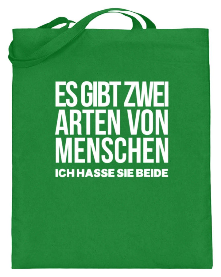 2 Arten Menschen - Words on Shirts  - Jutebeutel (mit langen Henkeln) - Words on Shirts Sag es mit dem Mittelfinger Shirts Hoodies Sweatshirt Taschen Gymsack Spruch Sprüche Statement