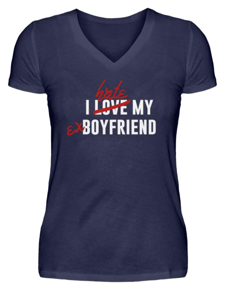 I Love My Boyfriend  - V-Neck Damenshirt - Words on Shirts