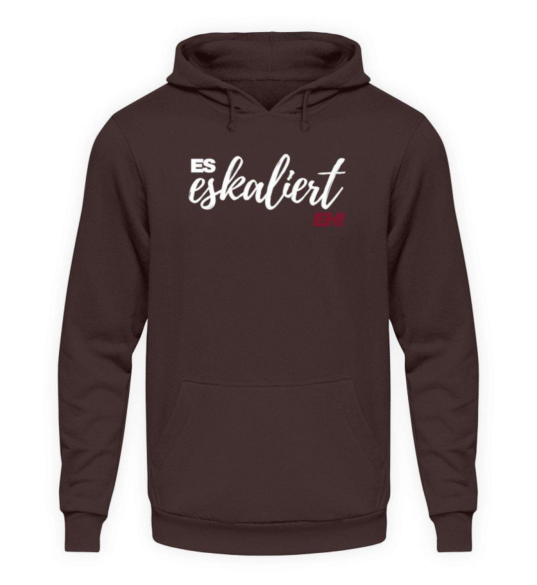 Es Eskaliert Eh - Words on Shirts (1)  - Unisex Kapuzenpullover Hoodie - Words on Shirts Sag es mit dem Mittelfinger Shirts Hoodies Sweatshirt Taschen Gymsack Spruch Sprüche Statement