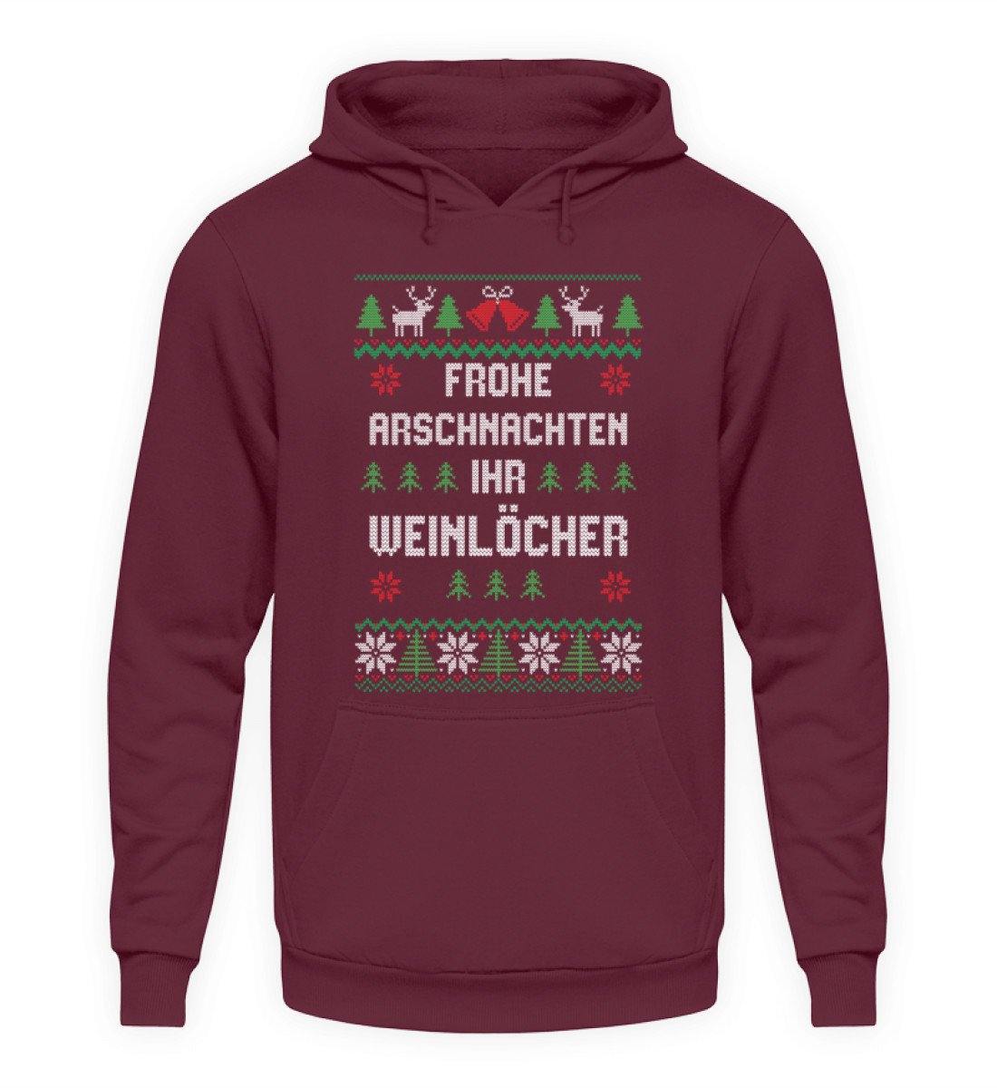 Frohe Arschnachten - Words on Shirts  - Unisex Kapuzenpullover Hoodie