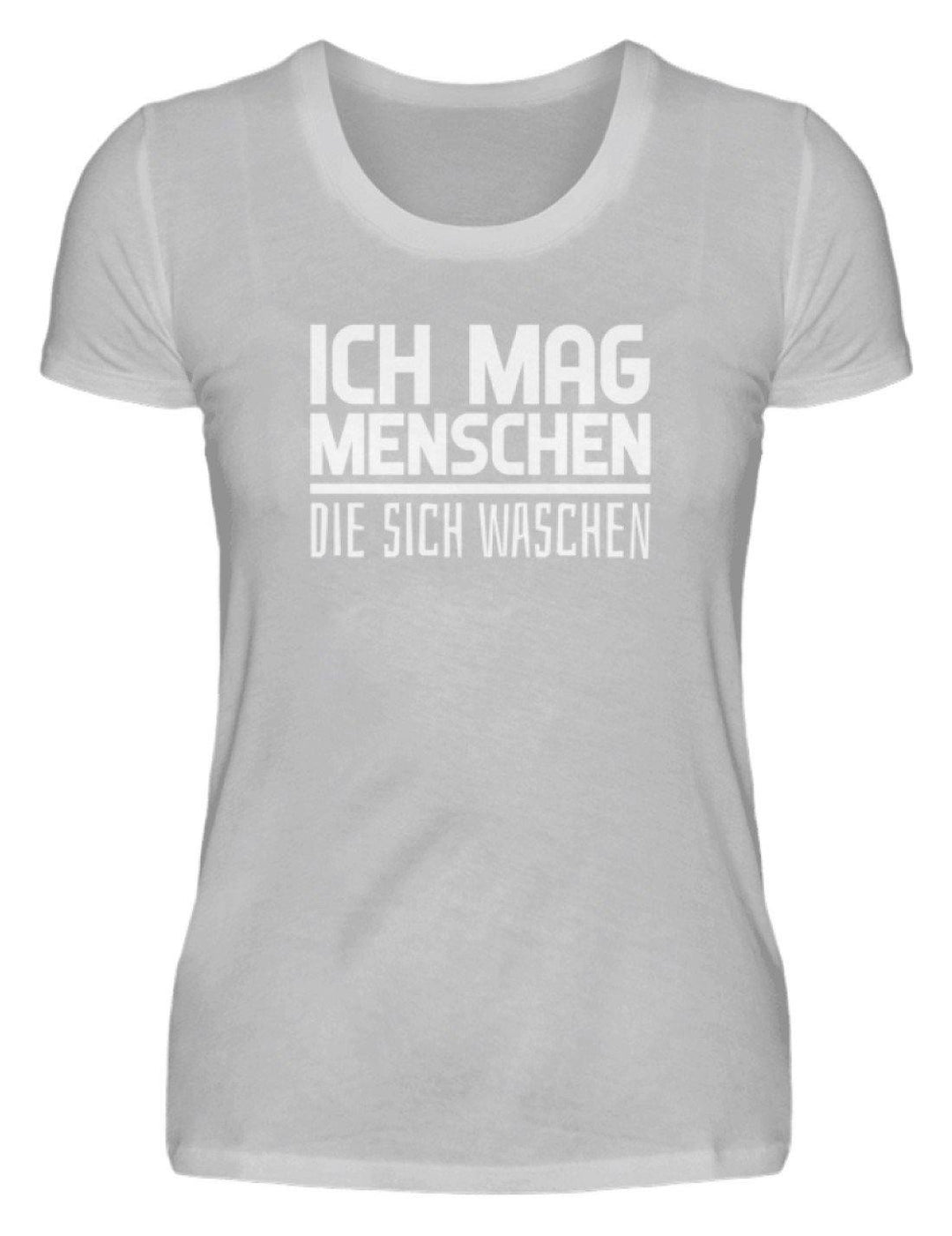 Ich mag Menschen - Words on Shirts  - Damenshirt - Words on Shirts Sag es mit dem Mittelfinger Shirts Hoodies Sweatshirt Taschen Gymsack Spruch Sprüche Statement