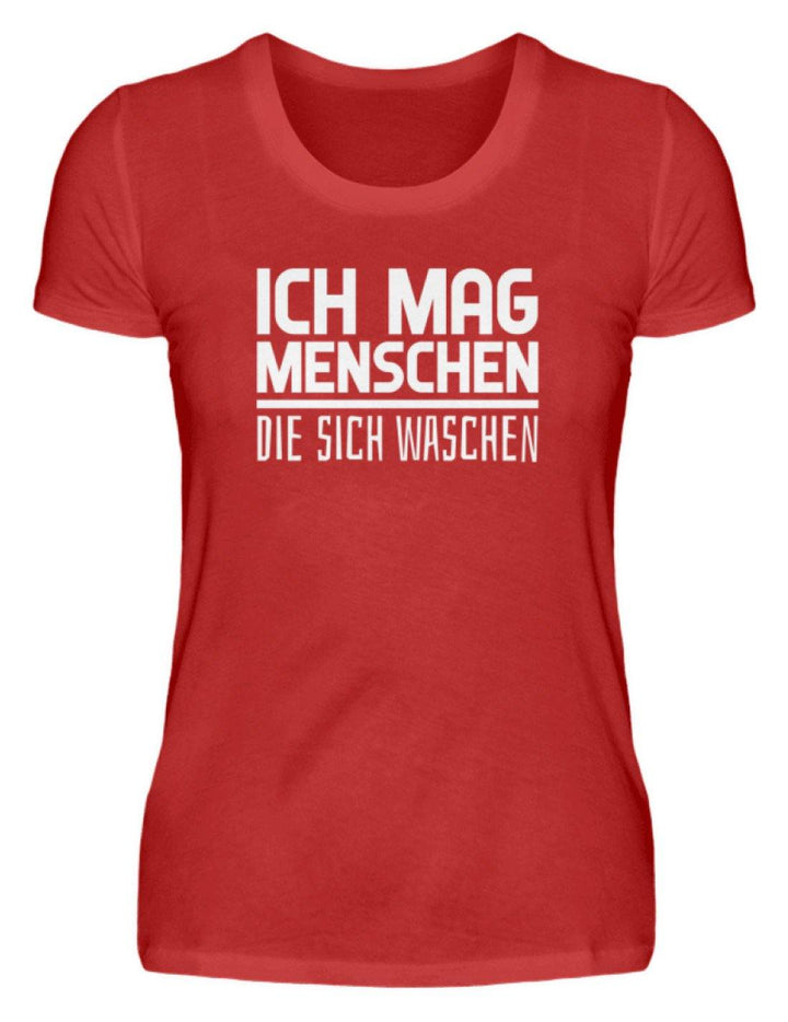 Ich mag Menschen - Words on Shirts  - Damenshirt - Words on Shirts Sag es mit dem Mittelfinger Shirts Hoodies Sweatshirt Taschen Gymsack Spruch Sprüche Statement