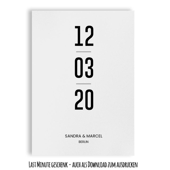 Datum & Ort | Paare, Freunde, Geburt & Geburtstag | Poster