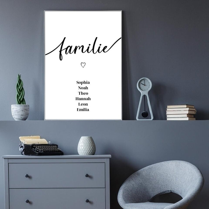 Familienposter | personalisierbares Poster mit Namen | Geschenk für Familie, Jahrestag, Valentinstag, Hausbau & Richtfest