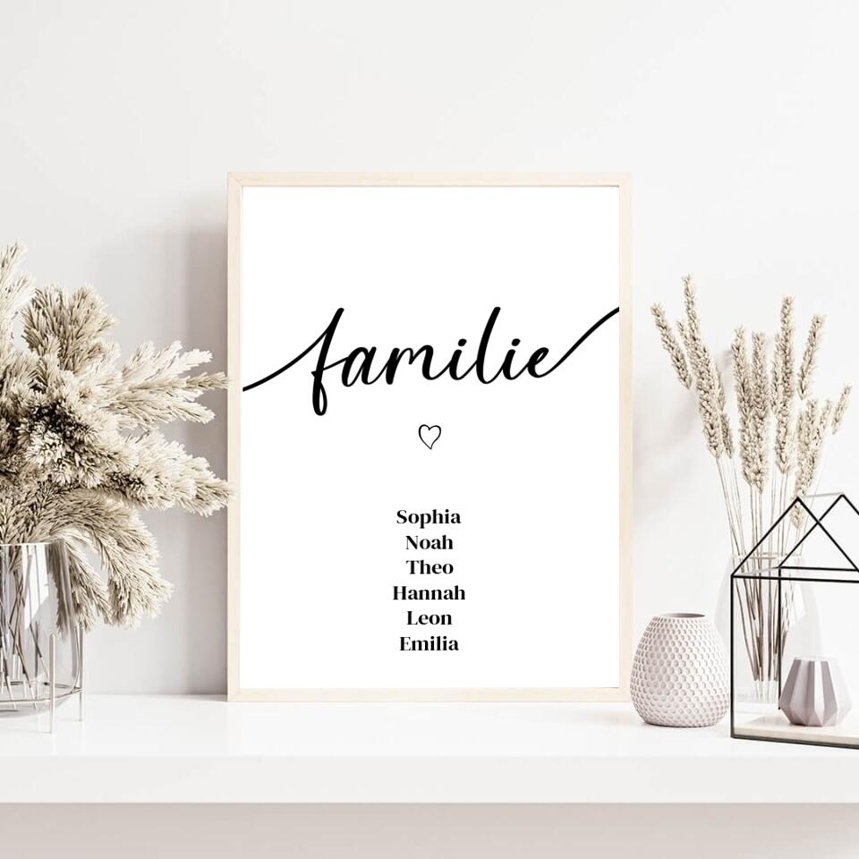 Familienposter | personalisierbares Poster mit Namen | Geschenk für Familie, Jahrestag, Valentinstag, Hausbau & Richtfest