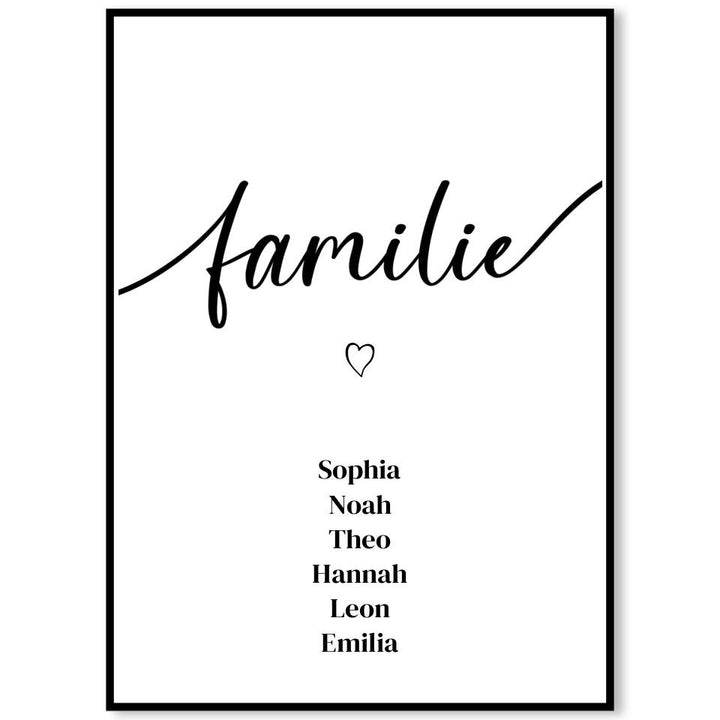 Familienposter | personalisierbares Poster mit Namen | Geschenk für Familie, Jahrestag, Valentinstag, Hausbau & Richtfest