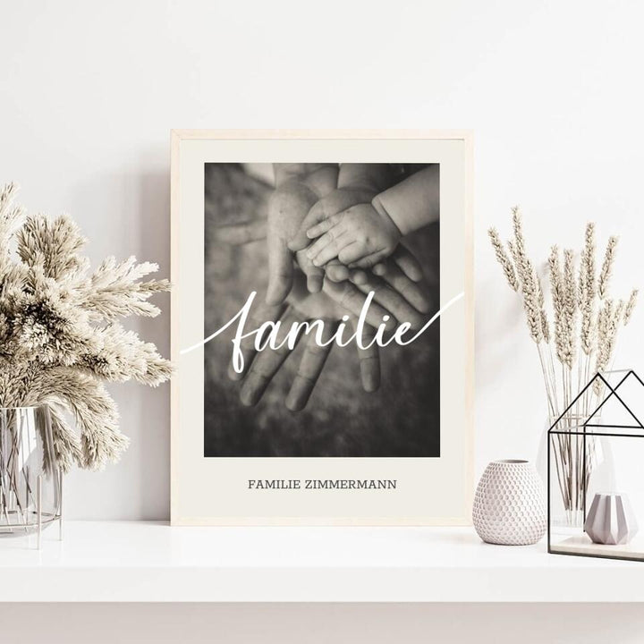 Familienposter Familie | personalisierbares Poster mit Bild & Familienname | Geschenk für Familie, Jahrestag, Valentinstag, Hausbau & Richtfest