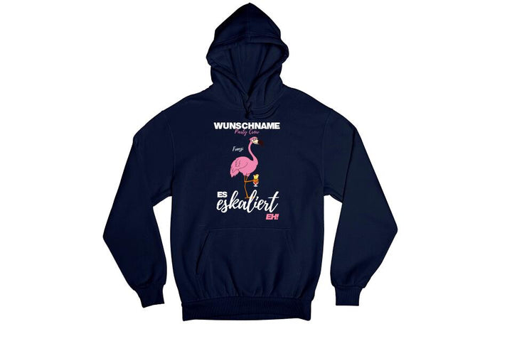 Es Eskaliert Eh | Party Crew Name/Wunschname | Flamingo Shirt mit Deinem Namen & Drink | Party T-Shirt Individualisierbar/Personalisierbar
