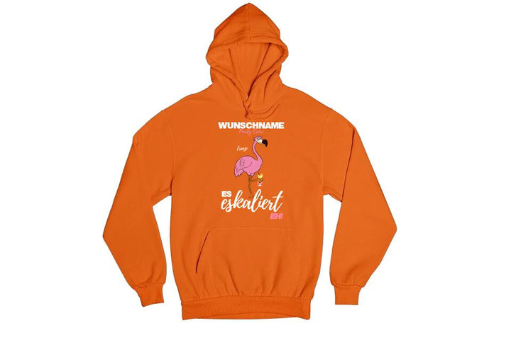Es Eskaliert Eh | Party Crew Name/Wunschname | Flamingo Shirt mit Deinem Namen & Drink | Party T-Shirt Individualisierbar/Personalisierbar