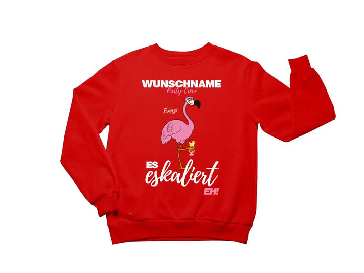 Es Eskaliert Eh | Party Crew Name/Wunschname | Flamingo Shirt mit Deinem Namen & Drink | Party T-Shirt Individualisierbar/Personalisierbar