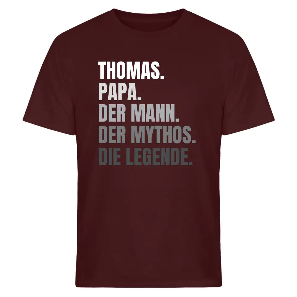 Papa, der Mann, der Mythos, die Legende - Vatertagsgeschenk - Papa Spruch - Vater T-Shirt - personalisierbar mit Name - Words on Shirts
