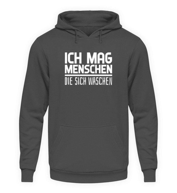 Ich mag Menschen - Words on Shirts  - Unisex Kapuzenpullover Hoodie - Words on Shirts Sag es mit dem Mittelfinger Shirts Hoodies Sweatshirt Taschen Gymsack Spruch Sprüche Statement