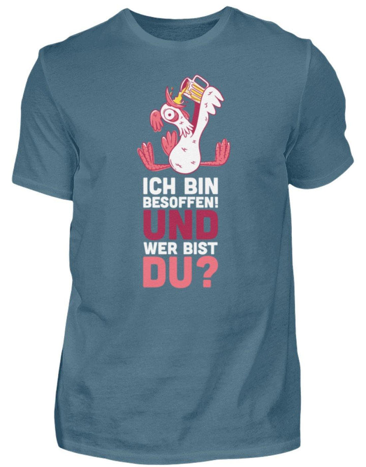 Ich bin Besoffen! Wer bist Du? - WOS  - Herren Shirt - Words on Shirts Sag es mit dem Mittelfinger Shirts Hoodies Sweatshirt Taschen Gymsack Spruch Sprüche Statement