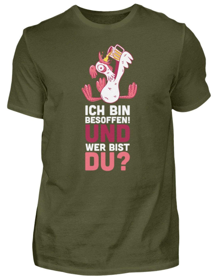 Ich bin Besoffen! Wer bist Du? - WOS  - Herren Shirt - Words on Shirts Sag es mit dem Mittelfinger Shirts Hoodies Sweatshirt Taschen Gymsack Spruch Sprüche Statement