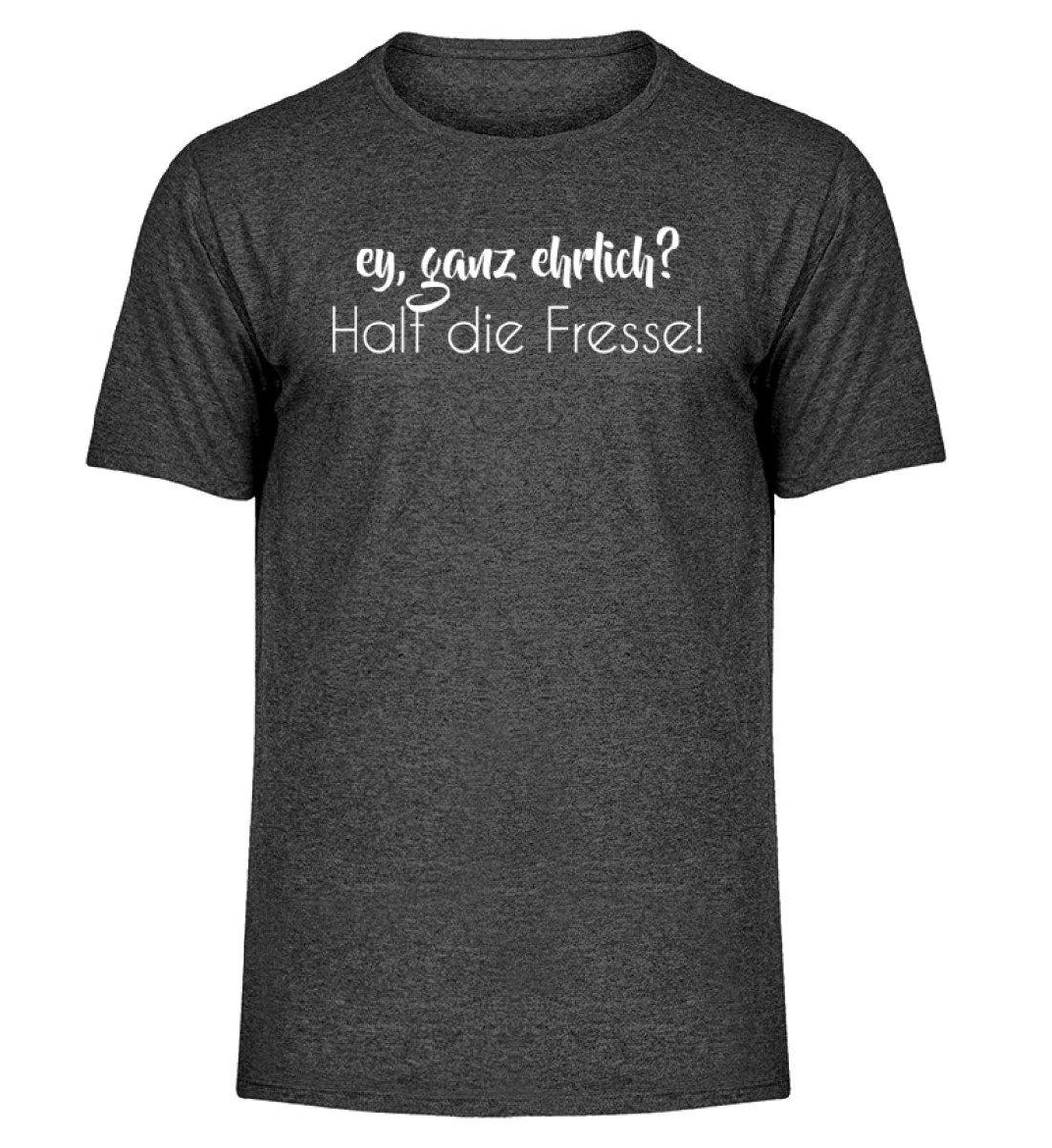 Ey, halt die Fresse Words on Shirts - PR  - Herren Melange Shirt - Words on Shirts Sag es mit dem Mittelfinger Shirts Hoodies Sweatshirt Taschen Gymsack Spruch Sprüche Statement
