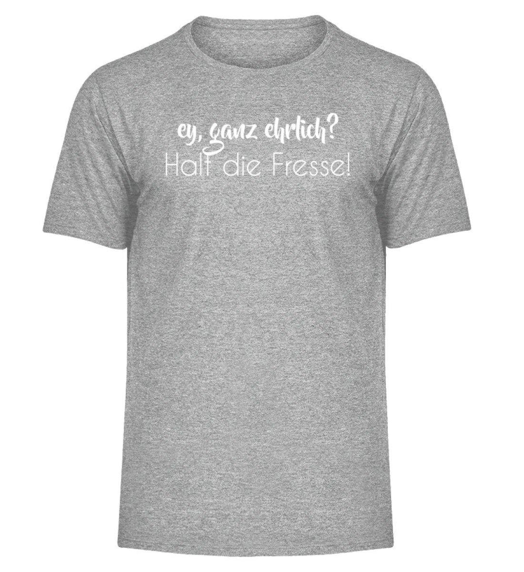 Ey, halt die Fresse Words on Shirts - PR  - Herren Melange Shirt - Words on Shirts Sag es mit dem Mittelfinger Shirts Hoodies Sweatshirt Taschen Gymsack Spruch Sprüche Statement