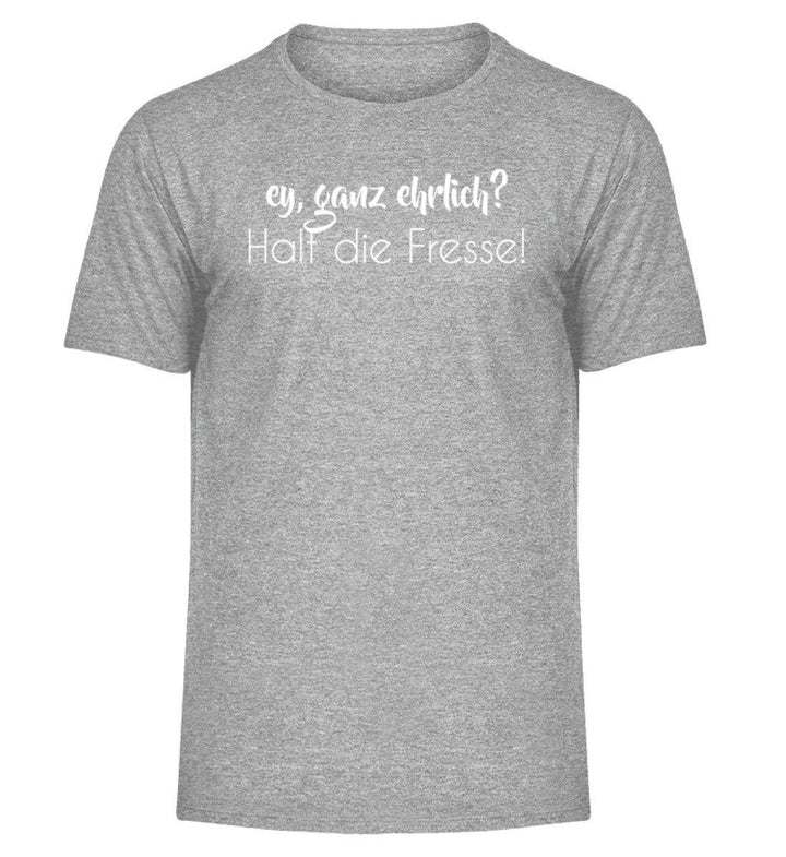 Ey, halt die Fresse Words on Shirts - PR  - Herren Melange Shirt - Words on Shirts Sag es mit dem Mittelfinger Shirts Hoodies Sweatshirt Taschen Gymsack Spruch Sprüche Statement