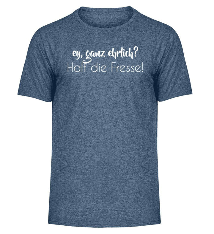 Ey, halt die Fresse Words on Shirts - PR  - Herren Melange Shirt - Words on Shirts Sag es mit dem Mittelfinger Shirts Hoodies Sweatshirt Taschen Gymsack Spruch Sprüche Statement