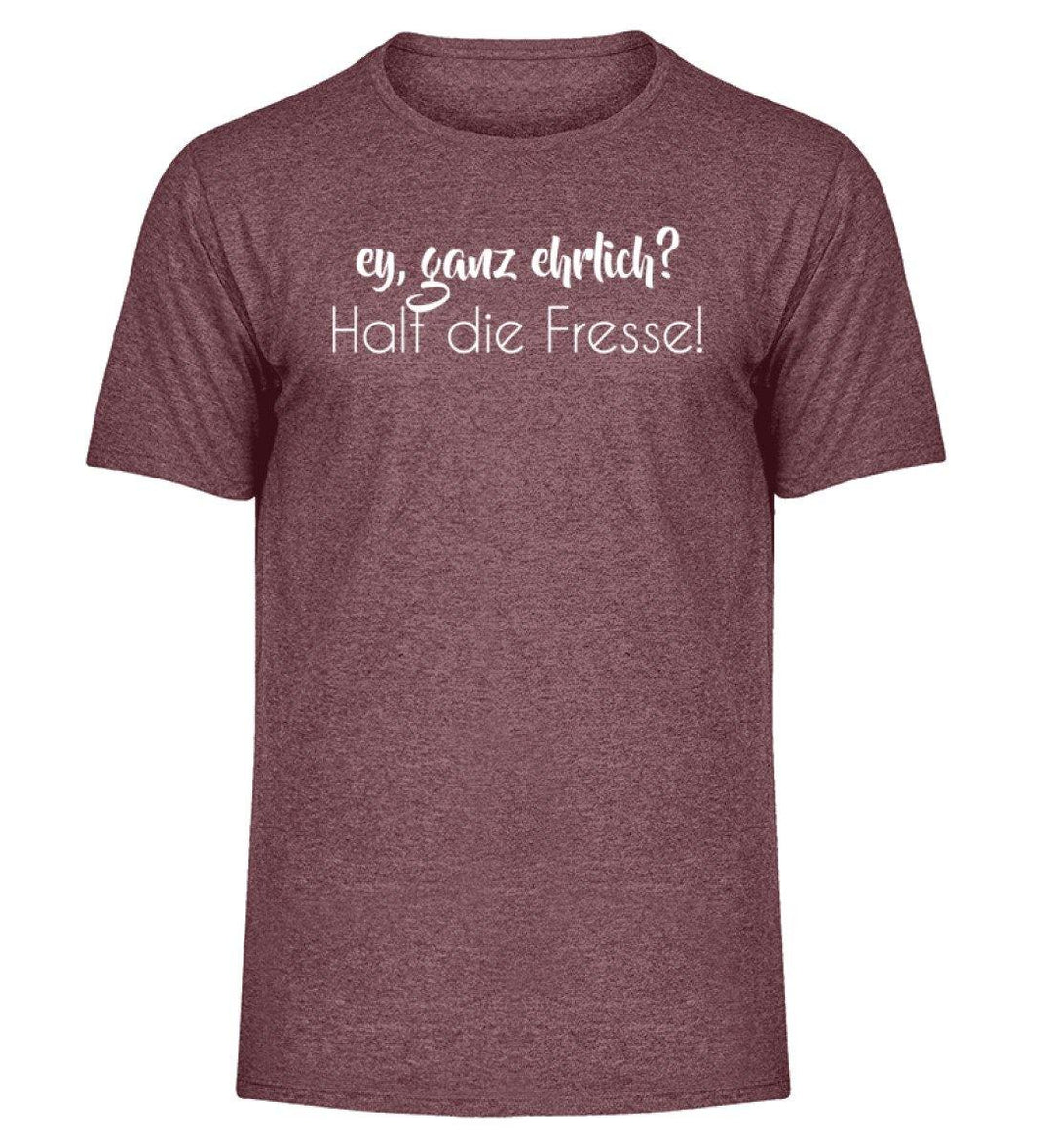 Ey, halt die Fresse Words on Shirts - PR  - Herren Melange Shirt - Words on Shirts Sag es mit dem Mittelfinger Shirts Hoodies Sweatshirt Taschen Gymsack Spruch Sprüche Statement