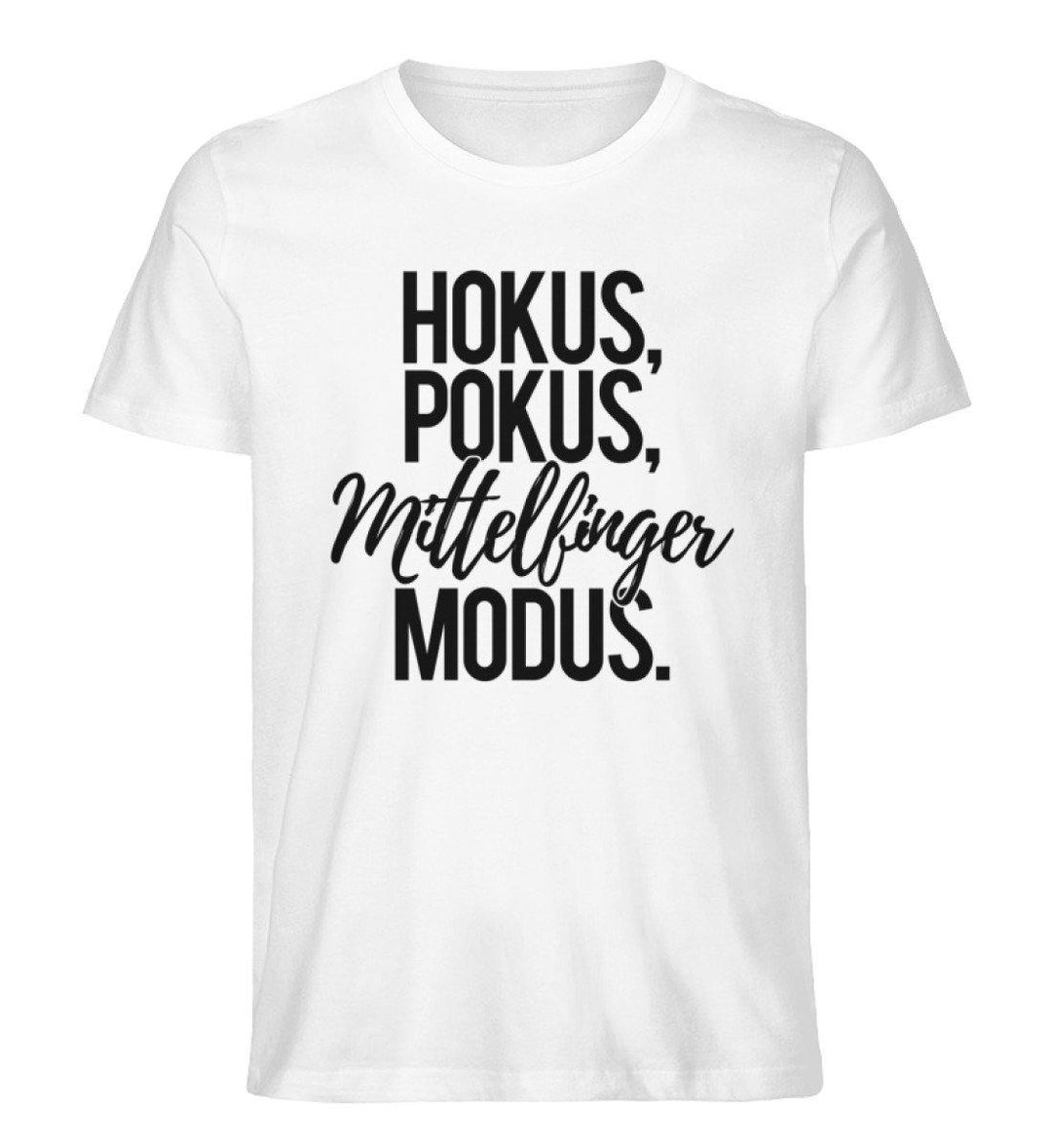 Hokus Pokus Mittelfinger Modus  - Herren Premium Organic Shirt - Words on Shirts Sag es mit dem Mittelfinger Shirts Hoodies Sweatshirt Taschen Gymsack Spruch Sprüche Statement