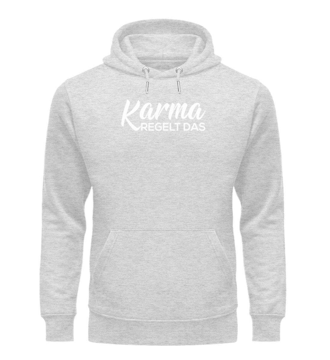 Karma regelt das- Words on Shirts - PR  - Unisex Organic Hoodie - Words on Shirts Sag es mit dem Mittelfinger Shirts Hoodies Sweatshirt Taschen Gymsack Spruch Sprüche Statement
