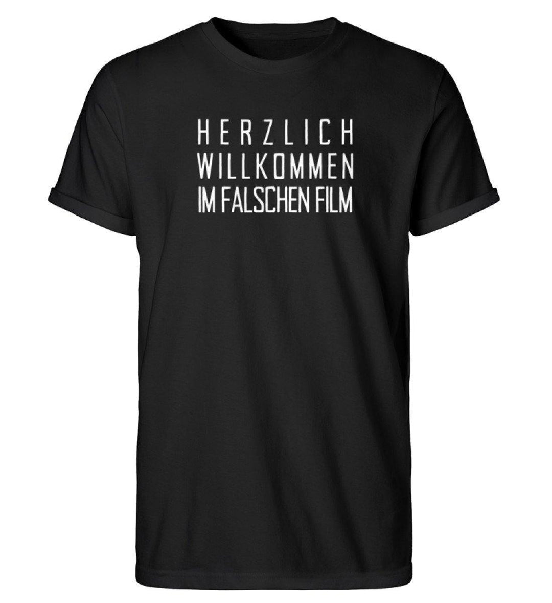 Im falschen Film -  Words on Shirts - PR  - Herren RollUp Shirt - Words on Shirts Sag es mit dem Mittelfinger Shirts Hoodies Sweatshirt Taschen Gymsack Spruch Sprüche Statement