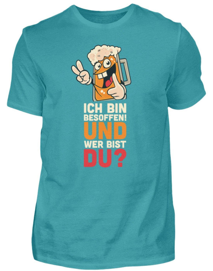 Ich bin Besoffen! Wer bist Du? - WOS  - Herren Shirt - Words on Shirts Sag es mit dem Mittelfinger Shirts Hoodies Sweatshirt Taschen Gymsack Spruch Sprüche Statement