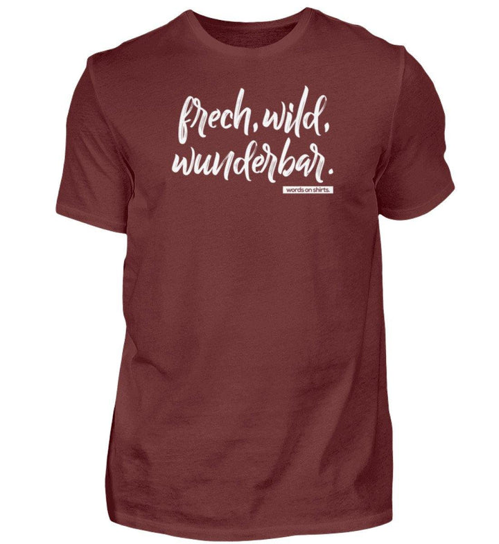 Frech wild wunderbar Words on Shirts PR  - Herren Premiumshirt - Words on Shirts Sag es mit dem Mittelfinger Shirts Hoodies Sweatshirt Taschen Gymsack Spruch Sprüche Statement