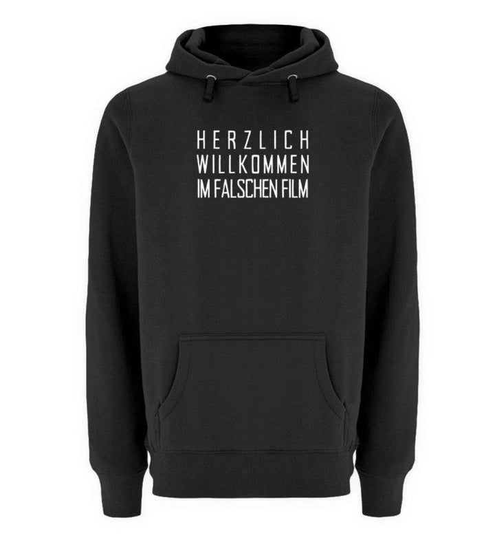 Im falschen Film - Words on Shirts - PR  - Unisex Premium Kapuzenpullover - Words on Shirts Sag es mit dem Mittelfinger Shirts Hoodies Sweatshirt Taschen Gymsack Spruch Sprüche Statement