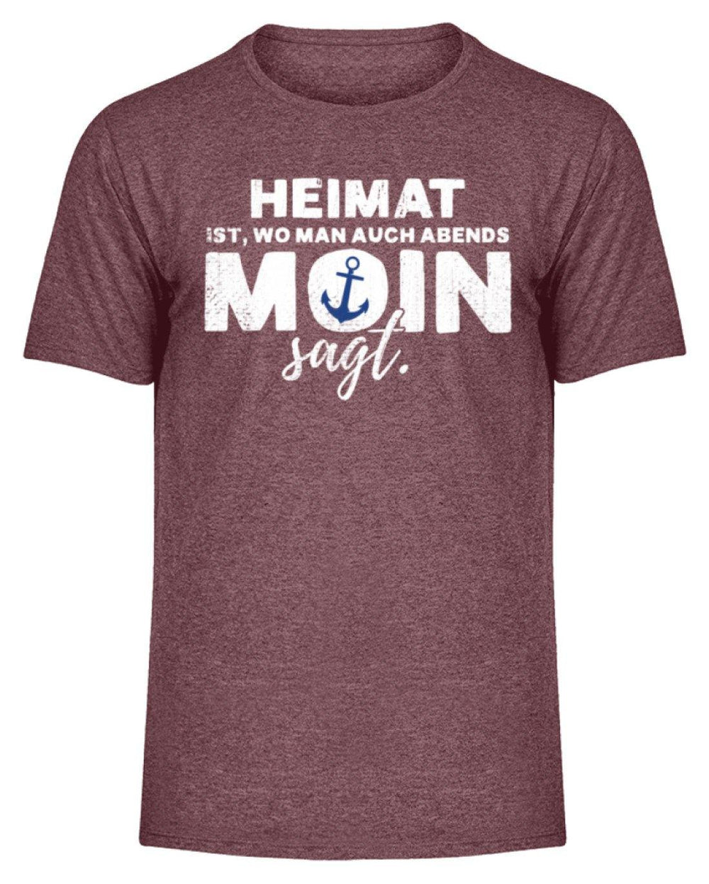 Abends Moin sagt 2 - Norddeutsch  - Herren Melange Shirt - Words on Shirts Sag es mit dem Mittelfinger Shirts Hoodies Sweatshirt Taschen Gymsack Spruch Sprüche Statement