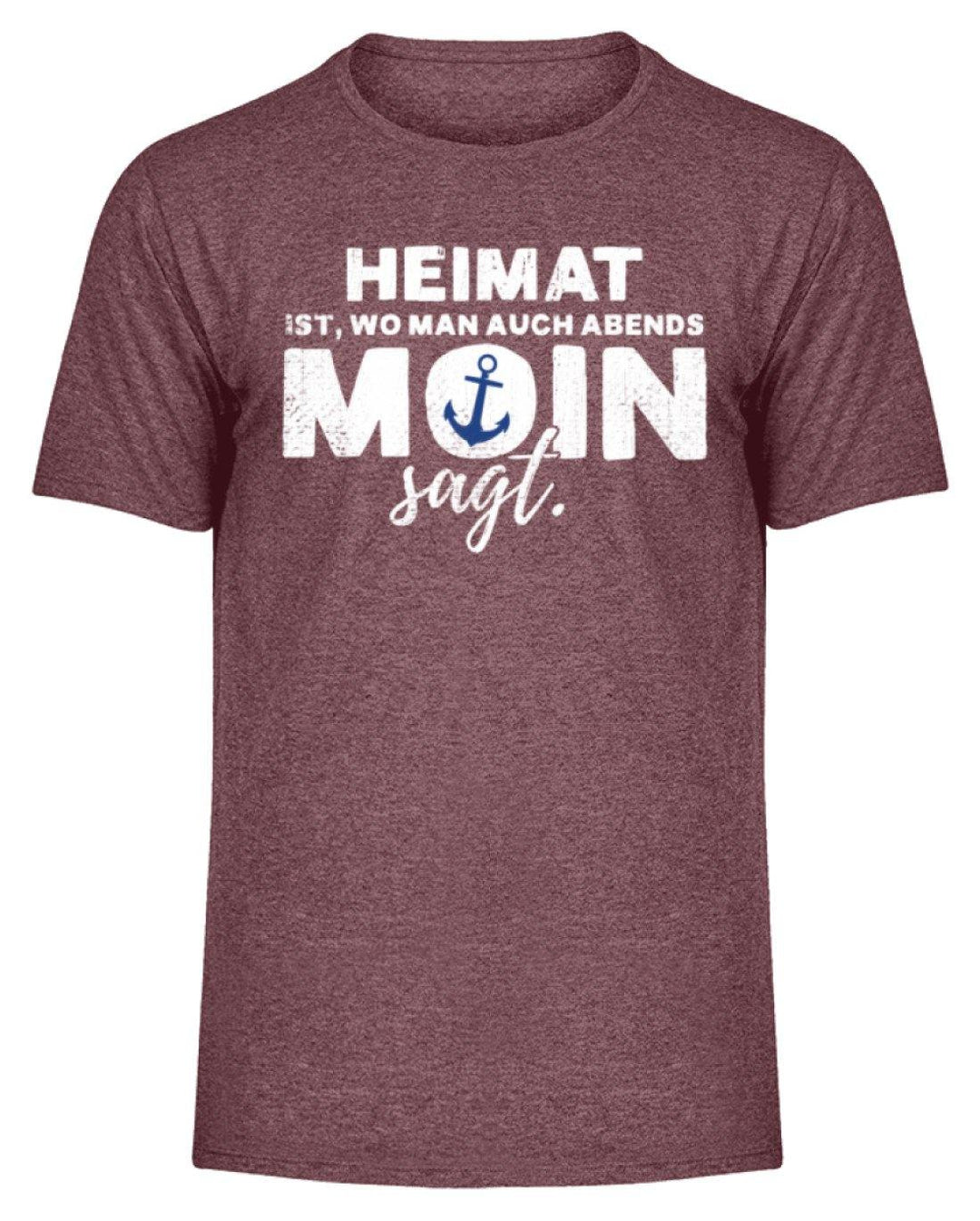 Abends Moin sagt 2 - Norddeutsch  - Herren Melange Shirt - Words on Shirts Sag es mit dem Mittelfinger Shirts Hoodies Sweatshirt Taschen Gymsack Spruch Sprüche Statement
