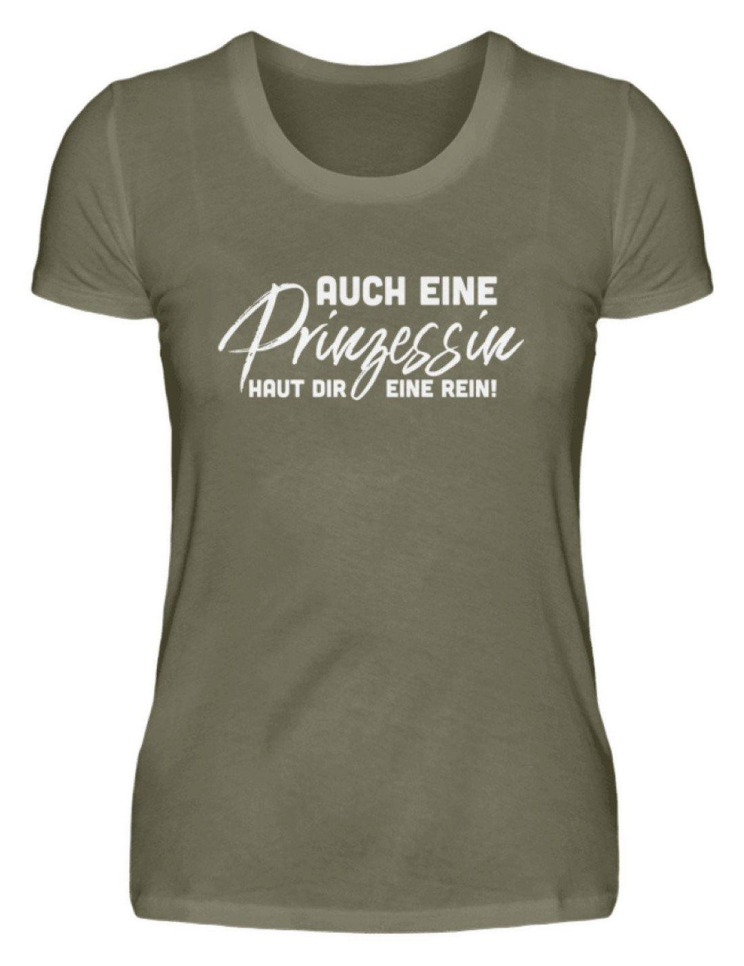 Auch eine Prinzessin haut dir eine rein. - Words on Shirt  - Damen Premiumshirt - Words on Shirts Sag es mit dem Mittelfinger Shirts Hoodies Sweatshirt Taschen Gymsack Spruch Sprüche Statement